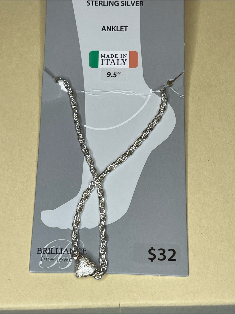 New sterling silver anklet